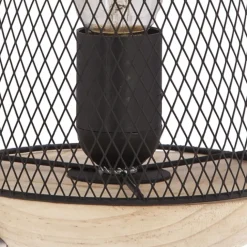 Lampe à poser grille et bois