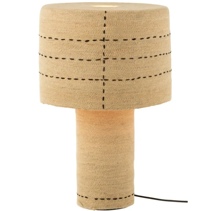 Lampe à poser pontillés en jonc de mer naturel