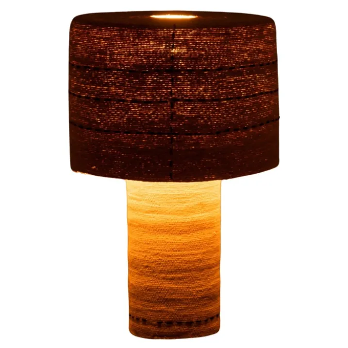 Lampe à poser pontillés en jonc de mer naturel