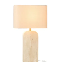Lampe à poser travertin avec abat-jour tissu