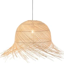 Lampe suspendue ronde en rotin