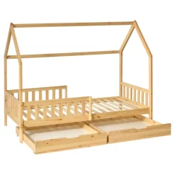 Lit cabane enfant en bois avec rangements intégrés