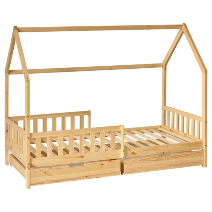 Lit cabane enfant en bois avec rangements intégrés