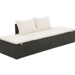 Lit de jardin en résine tressée avec coussin