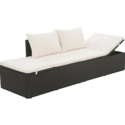 Lit de jardin en résine tressée avec coussin