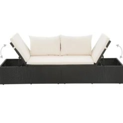 Lit de jardin en résine tressée avec coussin