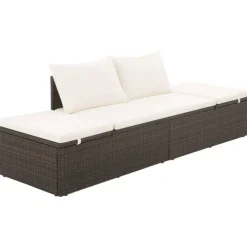 Lit de jardin en résine tressée avec coussin