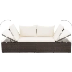 Lit de jardin en résine tressée avec coussin