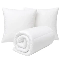 Lot couette chaude premium anti-acariens + 2 oreillers respirants