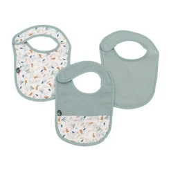 Lot de 3 bavoirs bébé en mousseline motif végétal