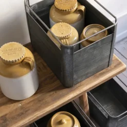 Lot de 2 caisses de rangement en fer galvanisé