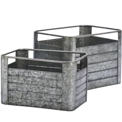 Lot de 2 caisses de rangement en fer galvanisé