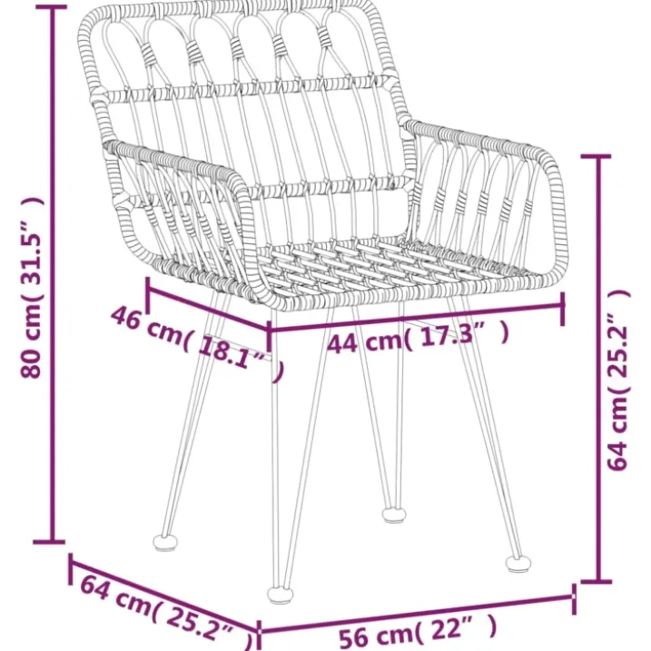 Lot de 2 chaises de jardin avec accoudoirs