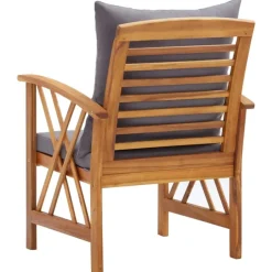 Lot de 2 chaises de jardin en bois avec coussins