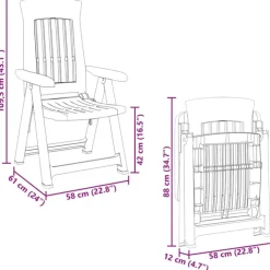 Lot de 2 chaises de jardin inclinables pliantes