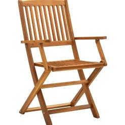 Lot de 4 chaises de jardin pliables en bois avec accoudoirs