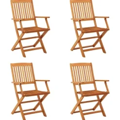 Lot de 4 chaises de jardin pliantes en bois