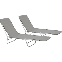 Lot de 2 chaises longues pliables