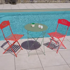Lot de deux chaises de jardin pliante en acier