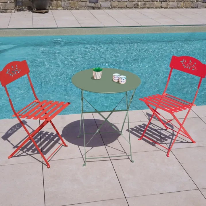 Lot de deux chaises de jardin pliante en acier