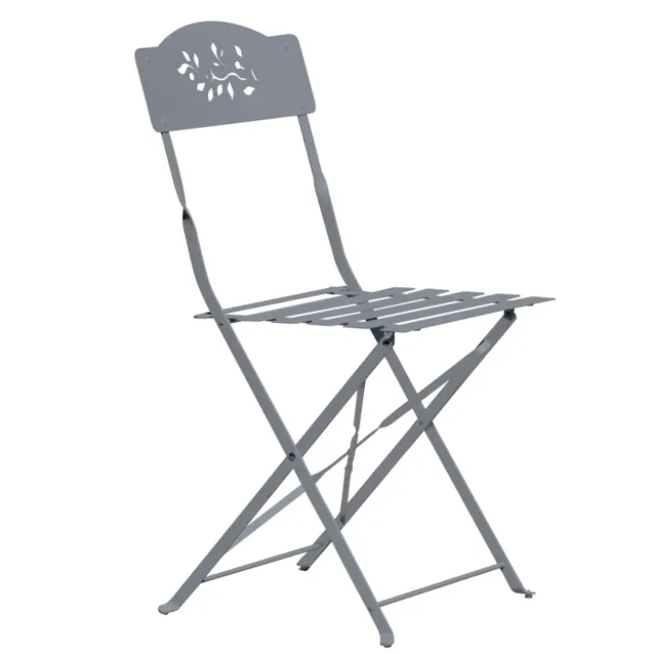 Lot de deux chaises de jardin pliante en acier