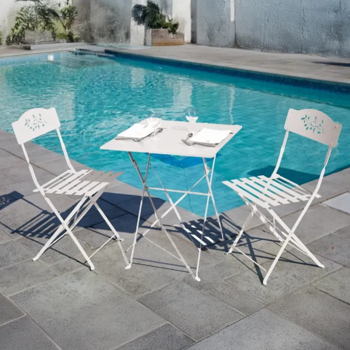 Lot de deux chaises de jardin pliante en acier