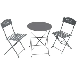 Lot de deux chaises de jardin pliante en acier
