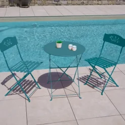 Lot de deux chaises de jardin pliante en acier