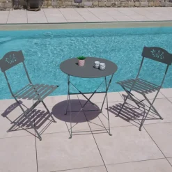 Lot de deux chaises de jardin pliante en acier