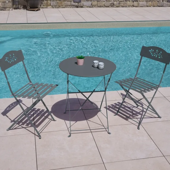 Lot de deux chaises de jardin pliante en acier