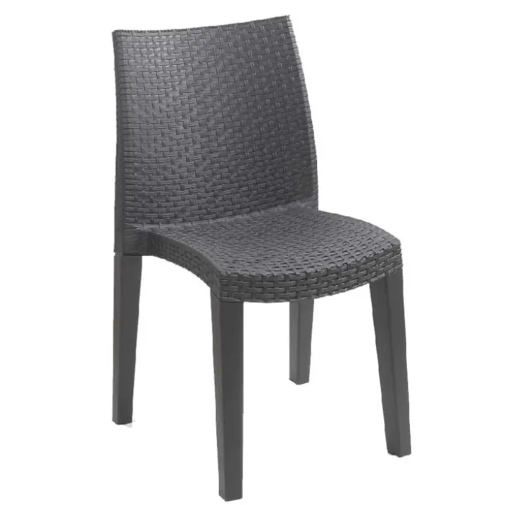 Lot de 4 fauteuils extérieurs Lady effet rotin