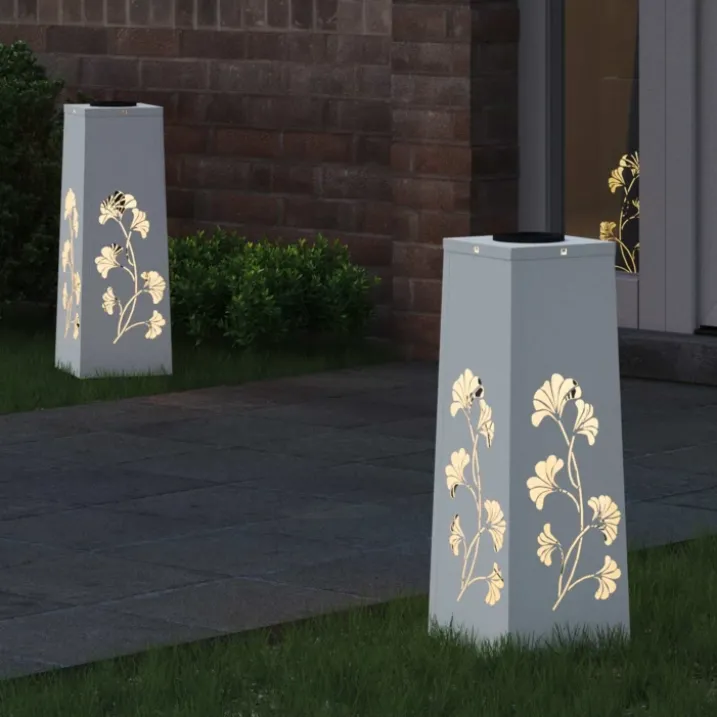 Lot de 2 lampes de chemin solaire LED extérieur végétal