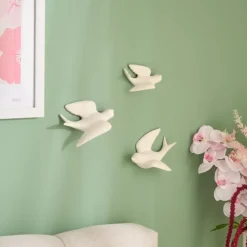 Lot de 3 oiseaux en dolomite décoration murale