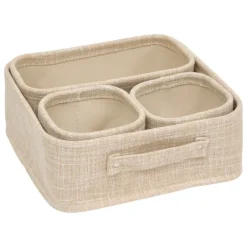 Lot de 4 paniers de rangement avec effet tissé