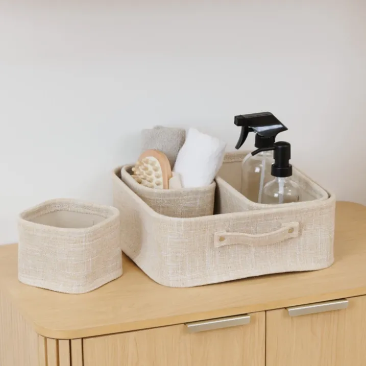 Lot de 4 paniers de rangement avec effet tissé