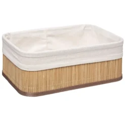 Lot de 3 paniers en bambou et tissu