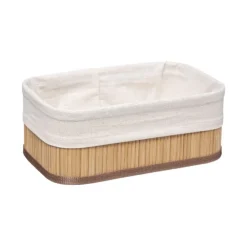 Lot de 3 paniers en bambou et tissu