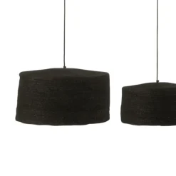 Lot de 3 suspensions en rotin