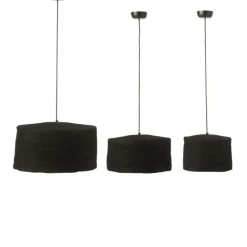 Lot de 3 suspensions en rotin