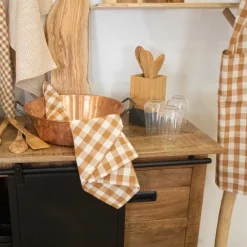 Lot de 3 torchons à carreaux en coton