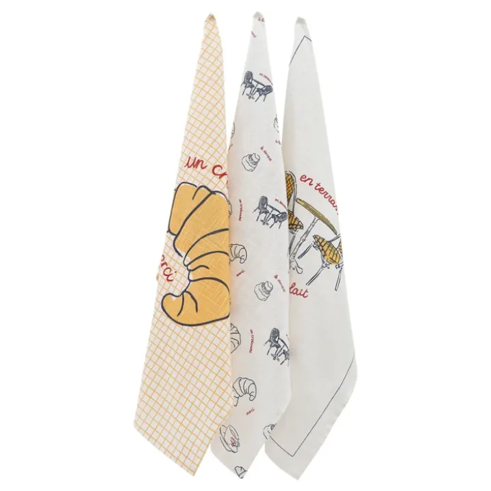 Lot de 3 torchons de cuisine en coton imprimé