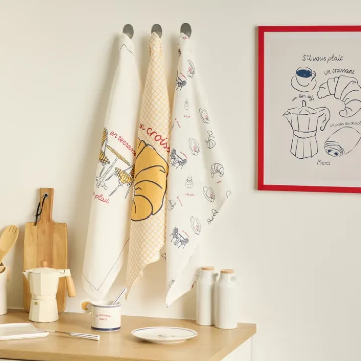 Lot de 3 torchons de cuisine en coton imprimé