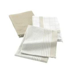 Lot de 3 torchons en coton tissé nid d’abeille