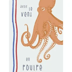Lot de 3 torchons illustrations marines en coton lavé