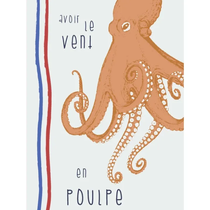 Lot de 3 torchons illustrations marines en coton lavé