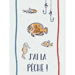 Lot de 3 torchons message poissons en coton