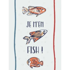 Lot de 3 torchons message poissons en coton