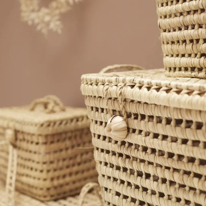 Malle de rangement feuille de palmier
