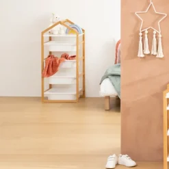 Meuble de rangement enfant avec 4 bacs amovibles