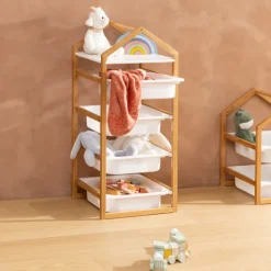 Meuble de rangement enfant avec 4 bacs amovibles